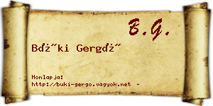 Büki Gergő névjegykártya